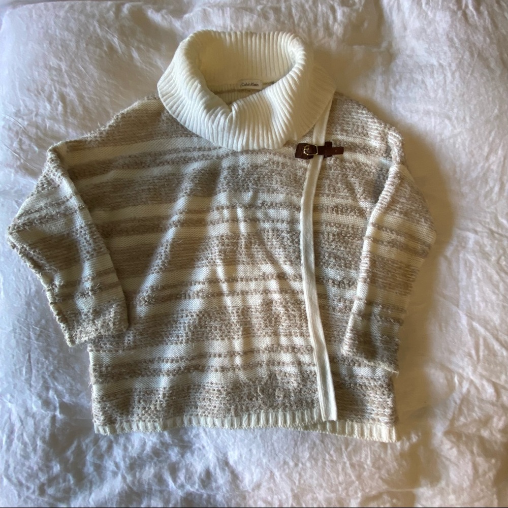 Calvin Klein neutral cozy cowl neck sweater